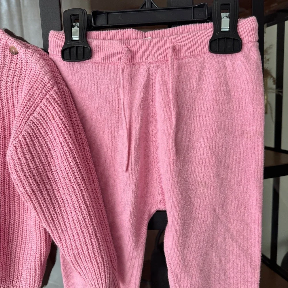 H&M kids knit set toddler baby girl pants leggings chunky sweater bubblegum